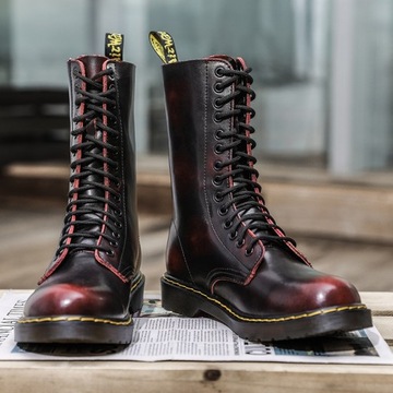 40 GLANY BOTKI OFICERKI DR COMBAT BOOTS SKÓRZANE TRAPERKI KOZAKI 14 DZIUREK