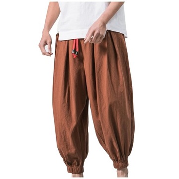 Men's trousers Japanese Cotton Linen Cropped Pants