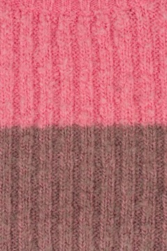 H&M Ciepły Efektowny Kobiecy Różowo Bury Sweter Paski Wełna Plus Size 48