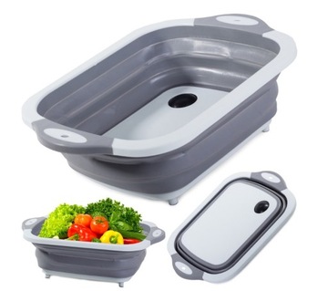 СКЛАДНАЯ СИЛИКОНОВАЯ ЧАША РАЗДЕЛОЧНАЯ ДОСКА ПОРТАТИВНАЯ КАПЕЛЬНИЦА СЛИВ 3-в-1