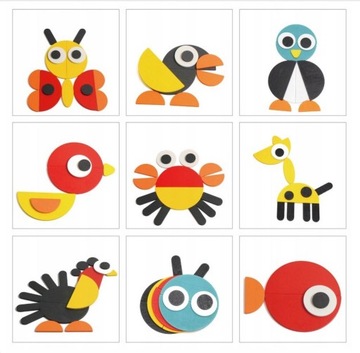 DREWNIANE PUZZLE KLOCKI UKŁADANKA MONTESSORI A2