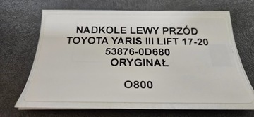 PODBĚH LEVÝ PŘEDNÍ TOYOTA YARIS III FACELIFT 17-20