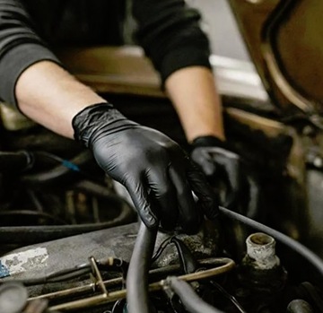 10 пар перчаток НИТРИЛОВЫЕ, размер L, защитные ЧЕРНЫЕ, неопудренные 519