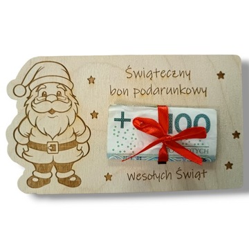 Świąteczny BON święta podarunkowy Voucher na pieniądze prezent karta wz6