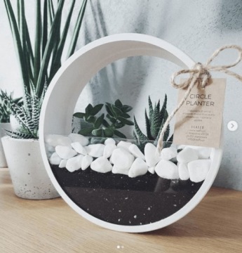 Металлический настенный цветочный горшок круг M BLACK