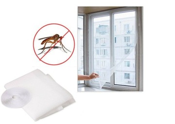 MOSKITIERA NA OWADY OKNO SIATKA 130x150 BIAŁA+RZEP