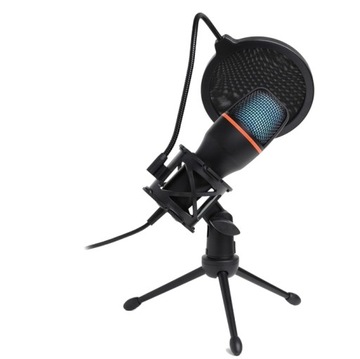 КОНДЕНСАТОРНЫЙ МИКРОФОН ДЛЯ ПК, USB-СВЕТОДИОД RGB ДЛЯ ИГРОВОГО ЮТУБЕР-СТРИМЕРА