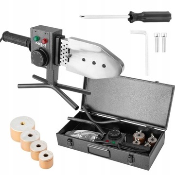 АППАРАТ ДЛЯ СВАРКИ ТРУБ NEO, ПВХ, ПП, 800 Вт, 4 ПЛАТЫ, ВТУЛКИ 20-40 ММ, 0-300 ГРАДУСОВ 02-400