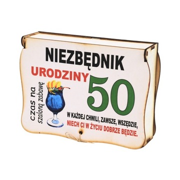 PREZENT NA 50 URODZINY PUDEŁKO NIEZBĘDNIK DREWNIANY PREZENTY UPOMINEK
