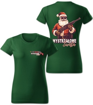 KOSZULKA T-SHIRT ZIELONA DAMSKA ŚWIĄTECZNA PREZENT WYSTRZAŁOWE ŚWIĘTA M