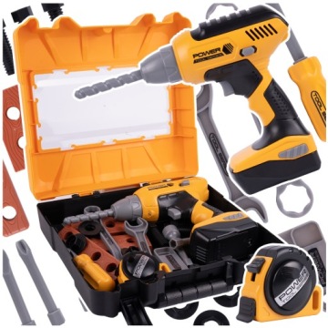 WALIZKA Z NARZĘDZIAMI ZESTAW MAJSTERKOWICZA DLA DZIECI WIERTARKA LED 21EL.