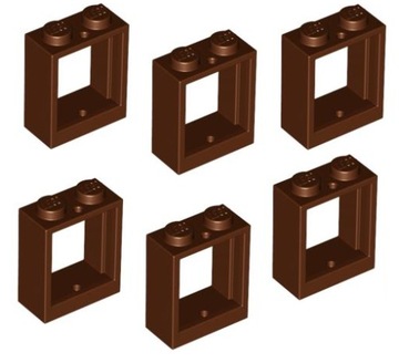 LEGO 60592 OKNO RAMA 1x2x2 Brązowe 6 sztuk Nowe