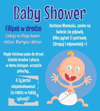 zestaw na BABY SHOWER gry ZABAWY zdrapki BĄBELKOWE