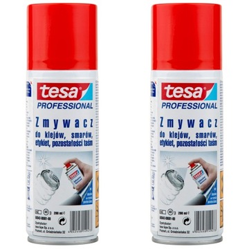 TESA Zmywacz w sprayu do kleju etykiet naklejek x2