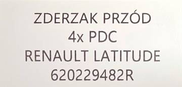 ORIG. NÁRAZNÍK PŘEDNÍ RENAULT LATITUDE 4X PDC OSTŘIKOVAČE 2010-2013 620229482R