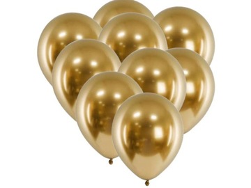 Balony GLOSSY ZLOTE GOLDx10 chromowane metaliczne