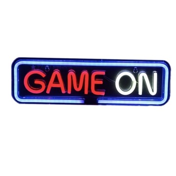 Napis neon LED Game On CZERWONO- BIAŁY