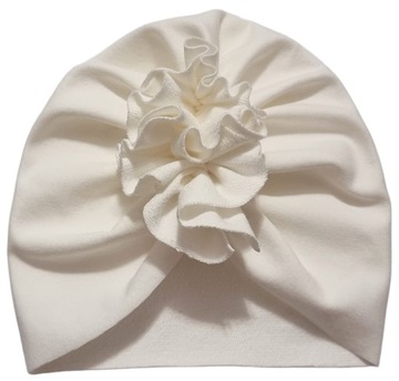 Czapka niemowlęca turban falbanka ecru 36-38