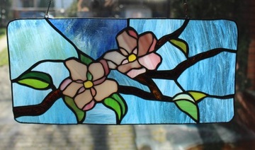 Витраж Тиффани на окно Цветы, Цветы яблони, Витражи цветы Яркие