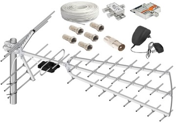 Zestaw 2xTV DVB-T TRI DIGIT,5xF, Wzm 47,Zasil,Rozg