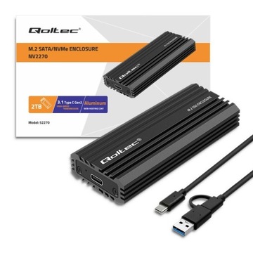Корпус для твердотельного накопителя M.2 SATA NVMe USB-C емкостью до 2 ТБ