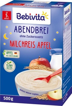 BEBIVITA RYŻ NA MLECZKU Z JABŁKIEM KASZKA 500g 5m