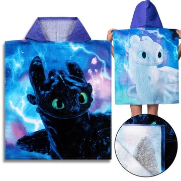Jeźdźcy smoków ręcznik, poncho z kapturem dla chłopca 50x115 cm OEKO-TEX