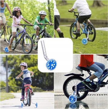 НАБОР БОКОВЫХ КОЛЕС С ПОДСВЕТКОЙ ДЛЯ ВЕЛОСИПЕДА 12–20 ДЮЙМОВ + НАПРАВЛЯЮЩАЯ ПУШЕР, ДЕРЖАТЕЛЬ ДЛЯ ВЕЛОСИПЕДА