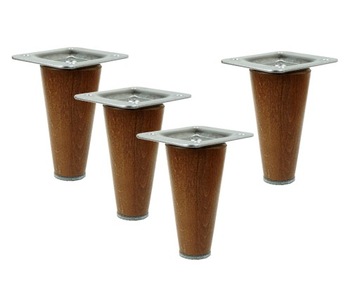 4x Noga do mebli, stolika drewniana buk, orzech prosta, zestaw 6 cm