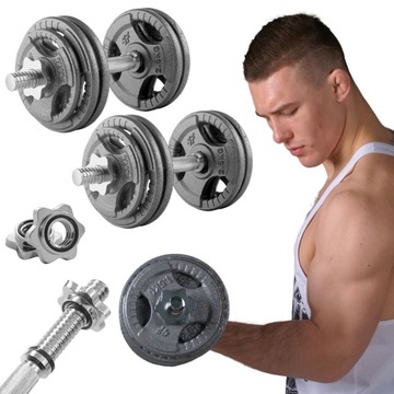 PLATINUM FITNESS HANTLE ŻELIWNE REGULOWANE 2x15KG ZESTAW HANTLI 30 KG