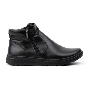 Buty męskie trzewiki skórzane zimowe POLSKIE szerokie KOMODO 925 czarne 44