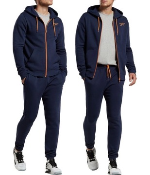 2911 DRES Reebok KOMPLET MĘSKI BAWEŁNIANY ROZPINANY Z KAPTUREM S