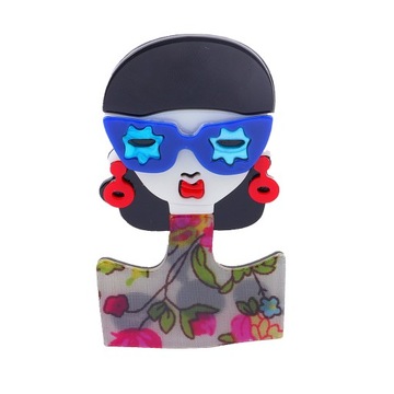 New Fashion Acrylic Lady Girls Figure Brooches