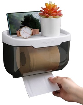 UCHWYT POJEMNIK NA PAPIER TOALETOWY NA CHUSTECZKI PÓŁKA do WC NA TELEFON