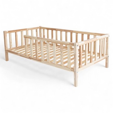 ŁÓŻKO DZIECIĘCE CLASSIC 160x80 DREWNIANE BARIERKA OCHRONNA + STELAŻ SOSNA