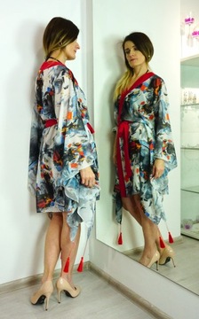 ЯПОНИЯ МИДИ ШИФОНОВАЯ ПЛЯЖНАЯ ТУНИКА ПАРЕО КИМОНО