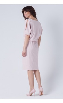 Dresowa sukienka ozdobny rękaw kimono różowa L/XL