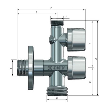 Угловой клапан Arco COMB5MAC 1/2x3/4x3/8