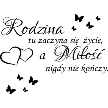 Naklejka na ścianę napis cytat Rodzina Tu Zaczyna