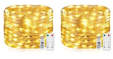ŁAŃCUCH ŚWIETLNY LED USB 150 DIOD 15M 2 SZTUKI