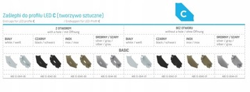 ЗАГЛУШКА ДЛЯ ПРОФИЛЯ ТИПА C, СЕРАЯ, ЧЕРНАЯ, БЕЛАЯ, INOX