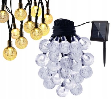 LAMPA SOLARNA OGRODOWA GIRLANDA LED wbijana kulki ozdobne 5 metrów