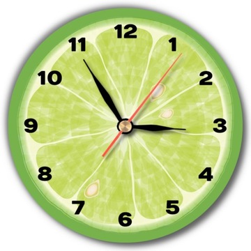 Zegar wiszący ścienny limonka czarne cyfry