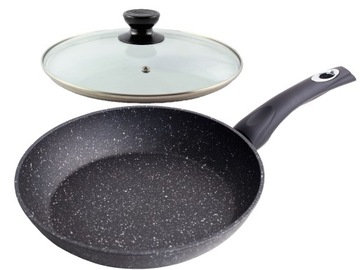 Patelnia 20 cm Kamienna Indukcja Gaz + pokrywka