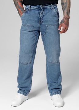 Męskie Spodnie Jeansowe Pitbull Carpenter Niebieski Jeans Loose Tappered