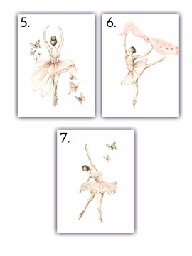 Zestaw 3 plakaty obrazki dla dzieci 30x40 BALERINA