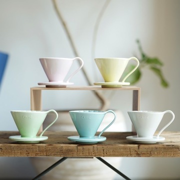 Керамическая коническая капельница CAFEC DRIPPER розовая чашка4