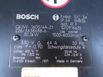 Серводвигатель BOSCH QUVF 160S/4A-21 тормоз 30 кВт