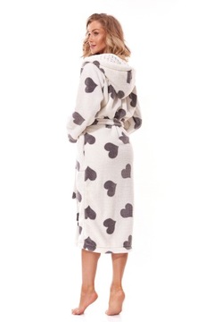 Белый женский халат с мягким L & L 12311 L Hearts