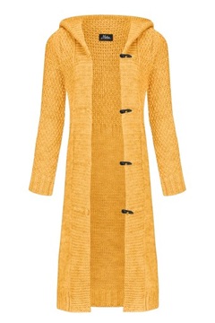 Mikos Damski długi sweter kardigan z kapturem 988